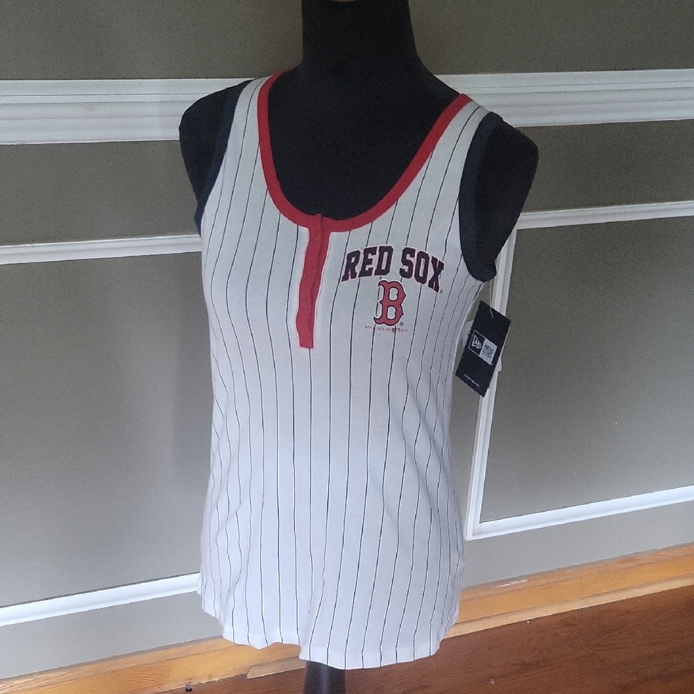 New Era Red Sox Striped Tank Top Size Small